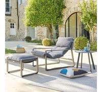 Fauteuil relax Lambinio avec repose pieds gris/graphite Hespéride G