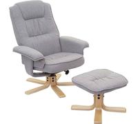 Fauteuil relax M56, fauteuil TV Fauteuil TV avec pouf, tissu/textile, ® ~ gris clair