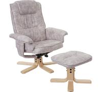 Fauteuil relax M56, fauteuil TV Fauteuil TV avec pouf, tissu/textile ~ gris clair vintage