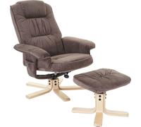 Fauteuil relax M56, Fauteuil TV Fauteuil TV avec pouf, tissu/textile, ® ~ imitation daim marron