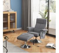 Fauteuil relax massant avec pouf, fauteuil TV avec dossier inclinable siège pivotant à 360° 78 x 95 x 88 cm gris foncé