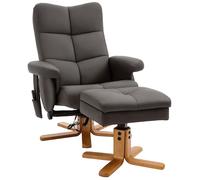 Fauteuil relax massant avec pouf - HOMCOM - pivotant à 360°, dossier inclinable, télécommande - PU - 80 x 86 x 99 cm - marron