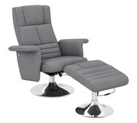 HomCom Fauteuil relax massant pouf pivotant 360° assise rembourrée tissu effet lin gris foncé
