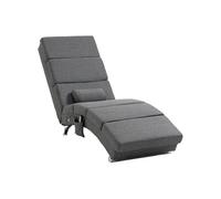 HOMCOM Fauteuil Relax Salon Fauteuil de Massage et Chauffage meridienne Chaise Longue d'intérieur, avec télécommande et Oreiller, Chambre à Coucher, Salon, Tissu Effet Lin Gris
