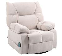 Fauteuil relax massant électrique EVRYAE pivotant 360° avec chauffage repose-pieds tissu beige