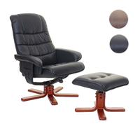 Fauteuil relax MCW-E30 siège TV avec tabouret similicuir noir