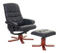 Mendler Fauteuil relax HWC-E30 – siège TV avec tabouret en similicuir noir