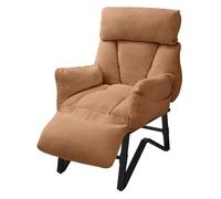 Fauteuil relax ML-Design marron en lin structure acier rembourré dossier et repose-pied réglables