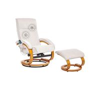Fauteuil Relax Moderne Massant et Chauffant avec Repose-Pieds en Tissu Beige Cla