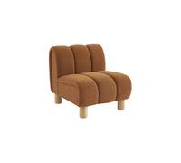 | Fauteuil relax pieds arrondis en bois et tissu bouclette camel