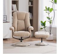 Fauteuil relax pivotant AESVAR avec repose-pieds style scandinave chenille Light Taupe dossier 145°