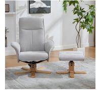 Fauteuil relax pivotant AESVAR style scandinave avec repose-pieds chenille grise dossier inclinable 145°