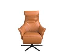 Fauteuil relax pivotant avec accoudoirs et revêtement en cuir marron d'origine bovine - 78 x 70 x 115 cm - 5137 ANGEL CERDA