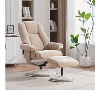 Fauteuil relax pivotant avec repose-pieds EVRYAE, dossier inclinable 145°, chenille taupe clair, style scandinave