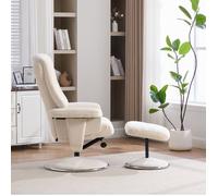 Fauteuil Relax Pivotant En Chenille Beige Recliner Scandinave FloraGrace Pour Salon Dossier Inclinable 145° 78x79x112cm