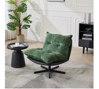 Fauteuil relax pivotant EVRYAE - dossier 3 positions, rotation 360 et base en métal noir - vert foncé et noir