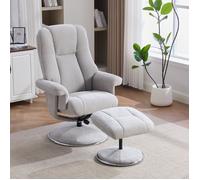 Fauteuil Relax Pivotant Gris En Chenille Siège Scandinave FloraGrace Pour Salon Dossier Inclinable 145° 78x79x112cm