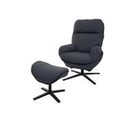 Fauteuil Relax + Pouf Hwc-L12, Fauteuil Tv Fauteuil À Bascule Fonction Bascule, Pivotant, Métal Tissu/Textile Gris Foncé Multicolore