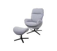 Fauteuil Relax + Pouf Hwc-L12, Fauteuil Tv Fauteuil À Bascule Fonction Bascule, Pivotant, Métal Tissu/Textile Gris Clair Multicolore