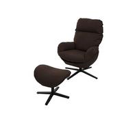 Fauteuil relax + pouf HWC-L12, Fauteuil TV Fauteuil à bascule Fonction bascule, pivotant, métal tissu/textile marron