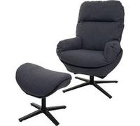 Fauteuil Relax + Pouf Hwc-L12, Fauteuil Tv Fauteuil À Bascule Fonction Bascule, Pivotant, Métal Tissu/Textile Gris Foncé Multicolore