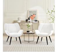 Fauteuil relax scandinave - Assise rembourrée - Confort wingback -150 kg - Salon/lecture - Blanc