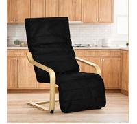 Fauteuil relax scandinave en bois massif, repose-pied réglable, revêtement coton déhoussable 94x66,5x100 cm