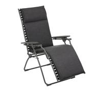 Fauteuil Relax Transat Jardin - Chaise Longue Matelassé Zéro Gravité - Bayanne - Hedona - Gris Onyx - Lafuma Mobilier