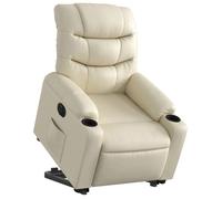 Fauteuil relax TV - DÉCOSHOP26 - DEC028258 - Électrique - Simili cuir - Crème