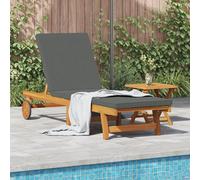 vidaXL Fauteuil Relax avec des roulettes et Un Coussin Gris foncé en Bois Massif