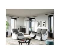 Fauteuil Relaxation 1 place Microfibre et Simili LEO - Blanc et Gris - L88 x 93 x 96cm - LOUNGITUDE