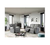 Fauteuil Relaxation 1 place Microfibre et Simili LEO - Gris - L88 x 93 x 96cm - LOUNGITUDE