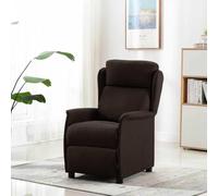 Fauteuil Relaxation Brun Foncé Polyester | Dossier multi-positions, poignée inclinable, accoudoirs rembourrés, pieds en plastique solides, salon et bureau à domicile