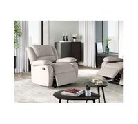 Fauteuil Relaxation manuel LEO en Tissu - Beige - L88 x P93 x H96cm - LOUNGITUDE