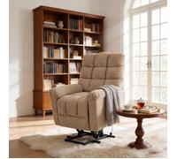 Fauteuil Releveur Électrique et Massant et Chauffant en Chenille Capitonné Kaki - Siège Ergonomique avec Aide à la Levée pour Senior