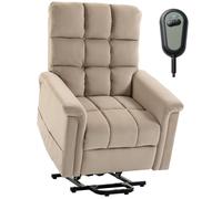 HOMCOM Fauteuil Releveur Électrique Dossier Inclinable Marron | Fauteuil Relax Électrique, Velours, Coussin à Ressorts, Télécommande, Poches Latérales et Repose-Pieds, pour Personnes Âgées