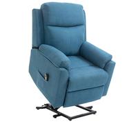 HOMCOM Fauteuil releveur électrique, Fauteuil Relax électrique avec Repose-Pied, Dossier inclinable, télécommande et Poche latérale Charge 120kg Tissu Aspect Lin Bleu