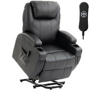 Fauteuil releveur électrique - HOMCOM - repose-pied, dossier inclinable, port USB et porte-gobelets - PU - 83x95x107cm - noir