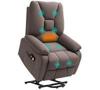 HOMCOM Fauteuil releveur électrique Relax – massage & chauffage, repose-pied, télécommande, marron