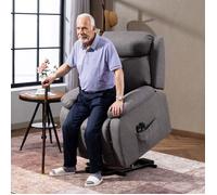 Fauteuil releveur électrique massant et chauffé, fauteuil inclinable, ports USB, repose-pied, 86x94x105cm, gris