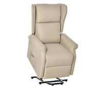 HOMCOM Fauteuil releveur inclinable Ajustable avec Repose-Pied Crème | Fauteuil Relax Électrique, Télécommande, Poche latérale de Rangement, Lin