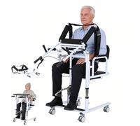 Fauteuil releveur hydraulique pour Patient, siège pivotant à 180°, Hauteur réglable (84-107 cm), Fauteuil de Soins Infirmiers pour Personnes âgées et handicapées, Table de Repas, Bassin de lit