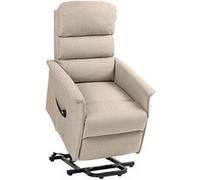 Fauteuil releveur inclinable massant chauffant - 2 télécommandes, roulettes, pochette - tissu beige chiné Beige