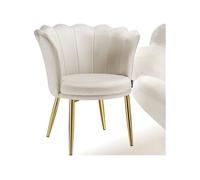 Fauteuil rembourrage épais revêtement en velours crème/or