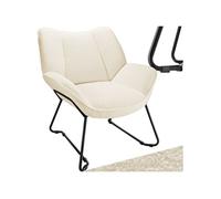 Chaise - TECTAKE - Fauteuil KJELD avec accoudoirs et dossier large rembourré avec revêtement bouclé 73 x 72 x 81 cm - Crème/Blanc