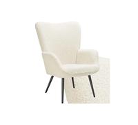 Assise - TECTAKE - Fauteuil HYGGE en acier et polyester à l'aspect bouclé sans tabouret - Crème/Noir