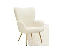 Fauteuil rembourré Bouclé crème/or