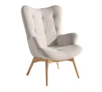 Fauteuil Rembourré En Tissu Capitonné Beige