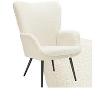 TECTAKE Fauteuil rembourré HYGGE ergonomique charge maximale 150kg - crème/noir