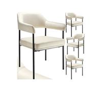 Fauteuil rembourré Lot de 4 Aspect velours blanc cassé